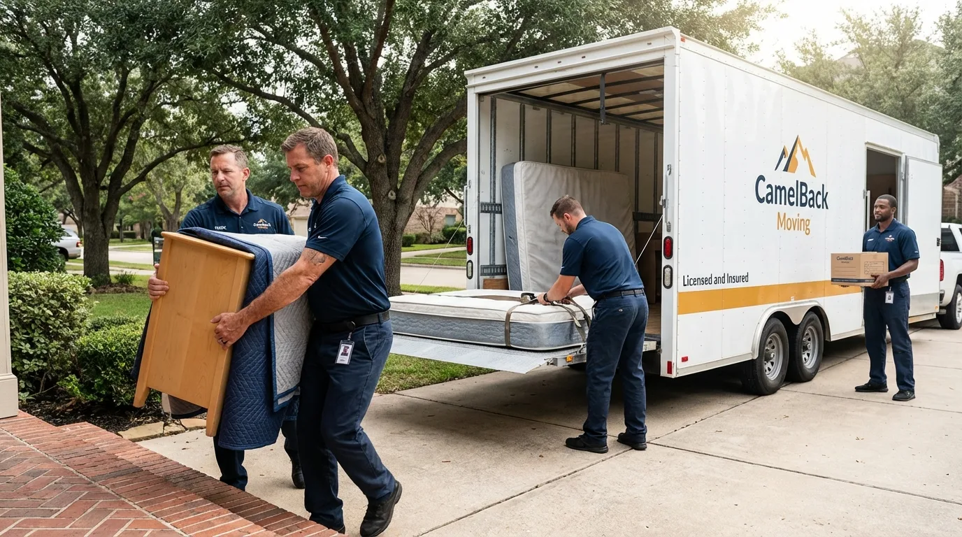 Crew loading residential truck for cross-state move from Grundy Center, IA