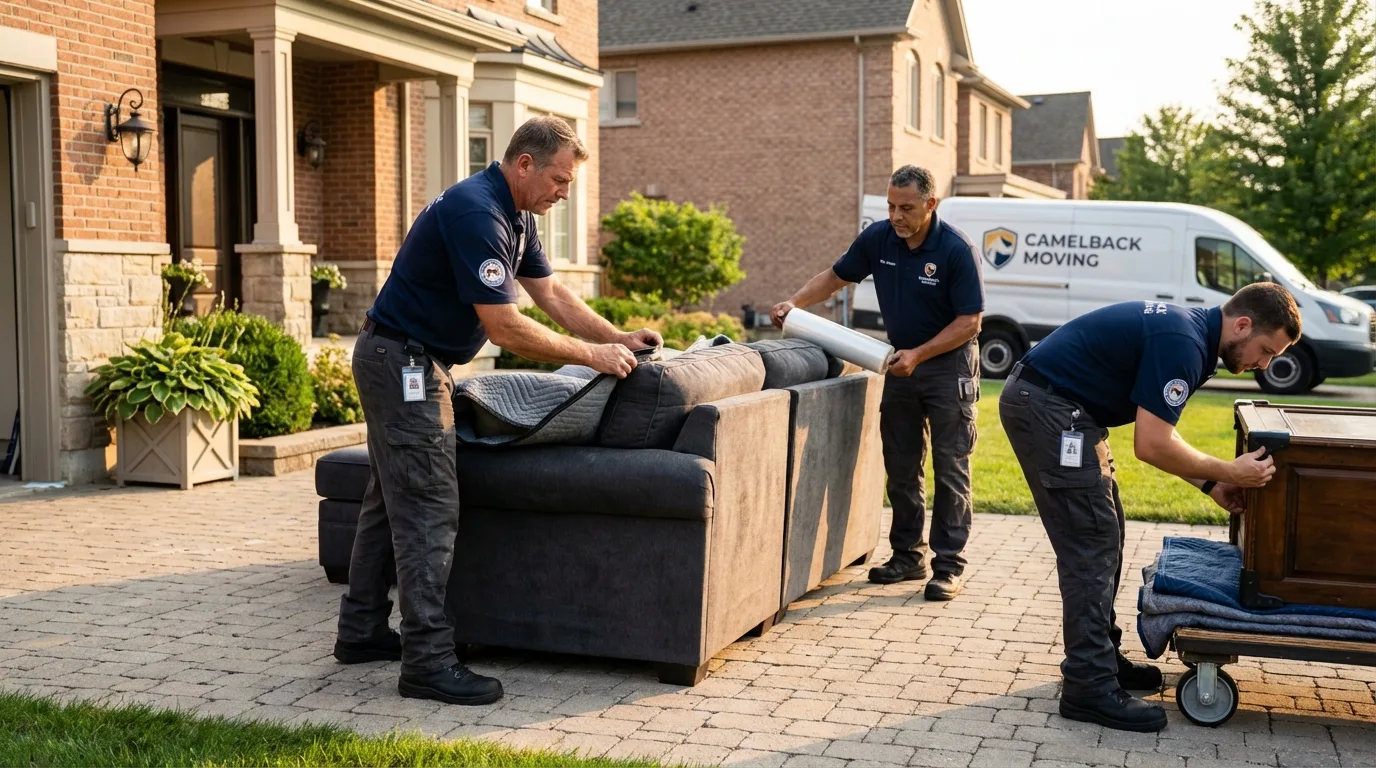Large estate moving crew wrapping furniture in Grundy Center, IA
