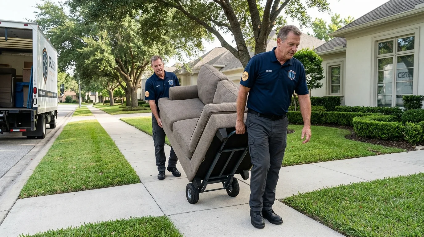 Local residential moving crew loading furniture in Grundy Center, IA