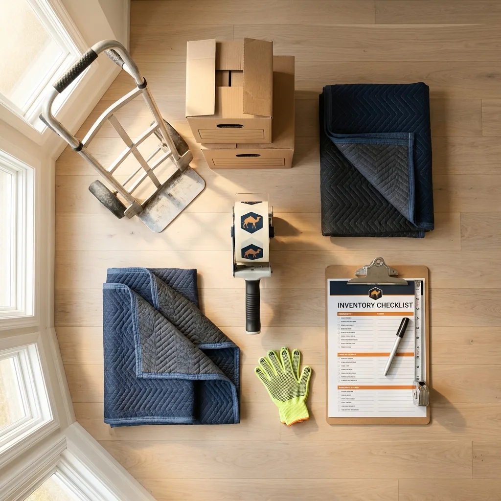 Professional moving supplies and packing materials layout for Grundy Center residential relocations
